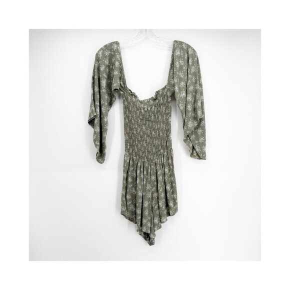 Blue Life by Planet Blue Sage Green Floral Smocked Romper XS - Picture 2 of 6